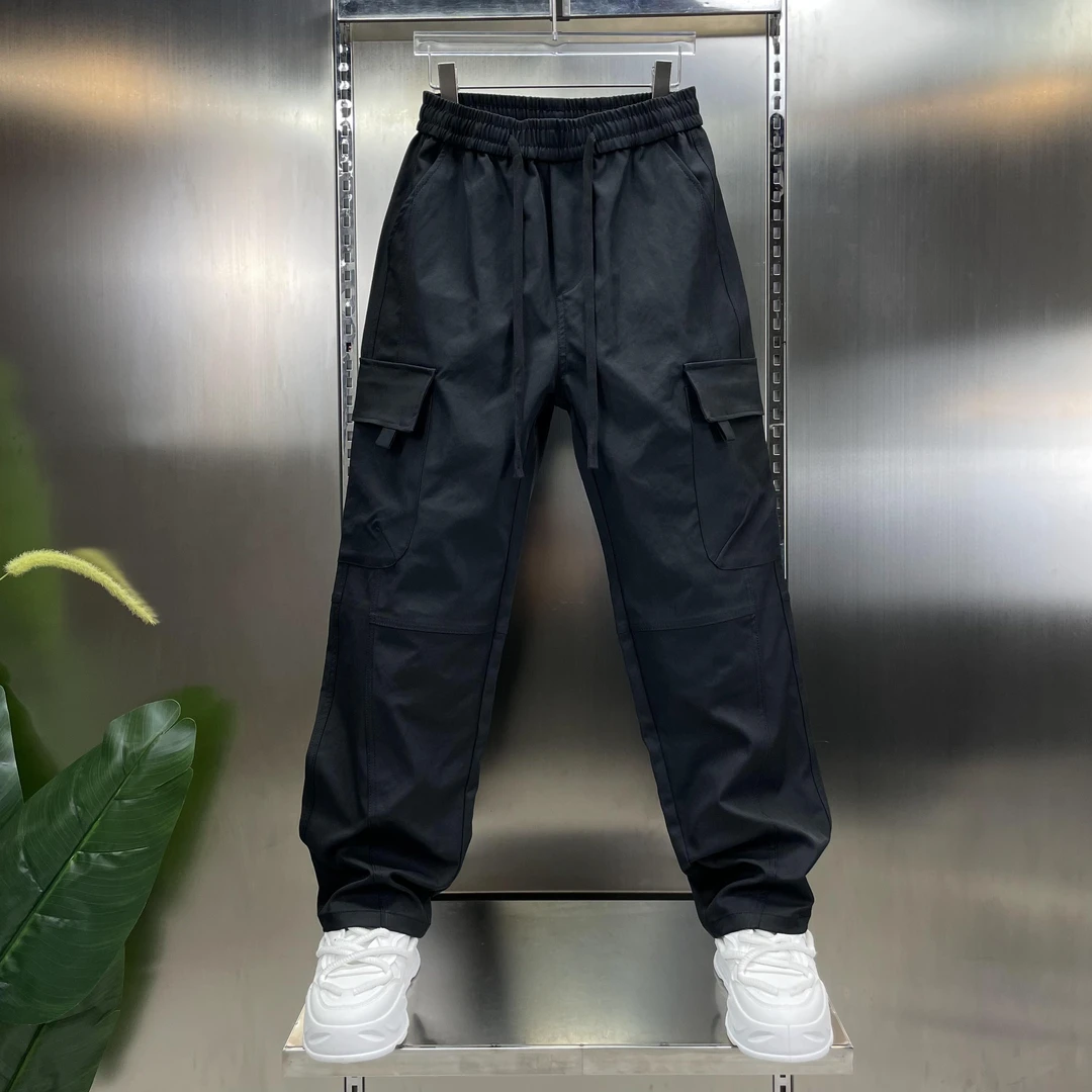 【高品质】休闲裤男士宽松潮牌弹力松紧腰时尚百搭工装直筒裤2195#