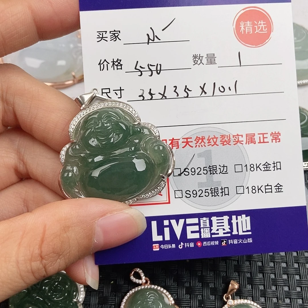 ****贝翡翠银S925镶嵌颈饰