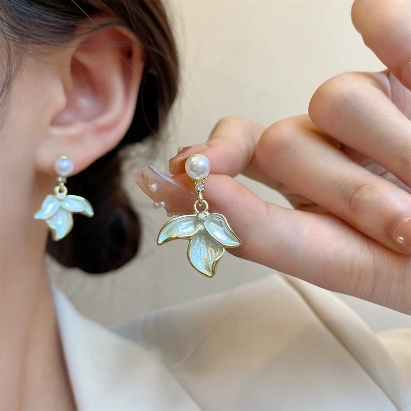 钛钢耳饰 鱼尾耳环灵动优雅设计感小众轻奢耳饰1910