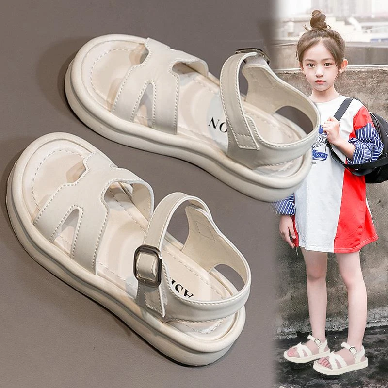 女童凉鞋2025春夏儿童露趾沙滩鞋中大童软底公主鞋女孩软底凉拖鞋