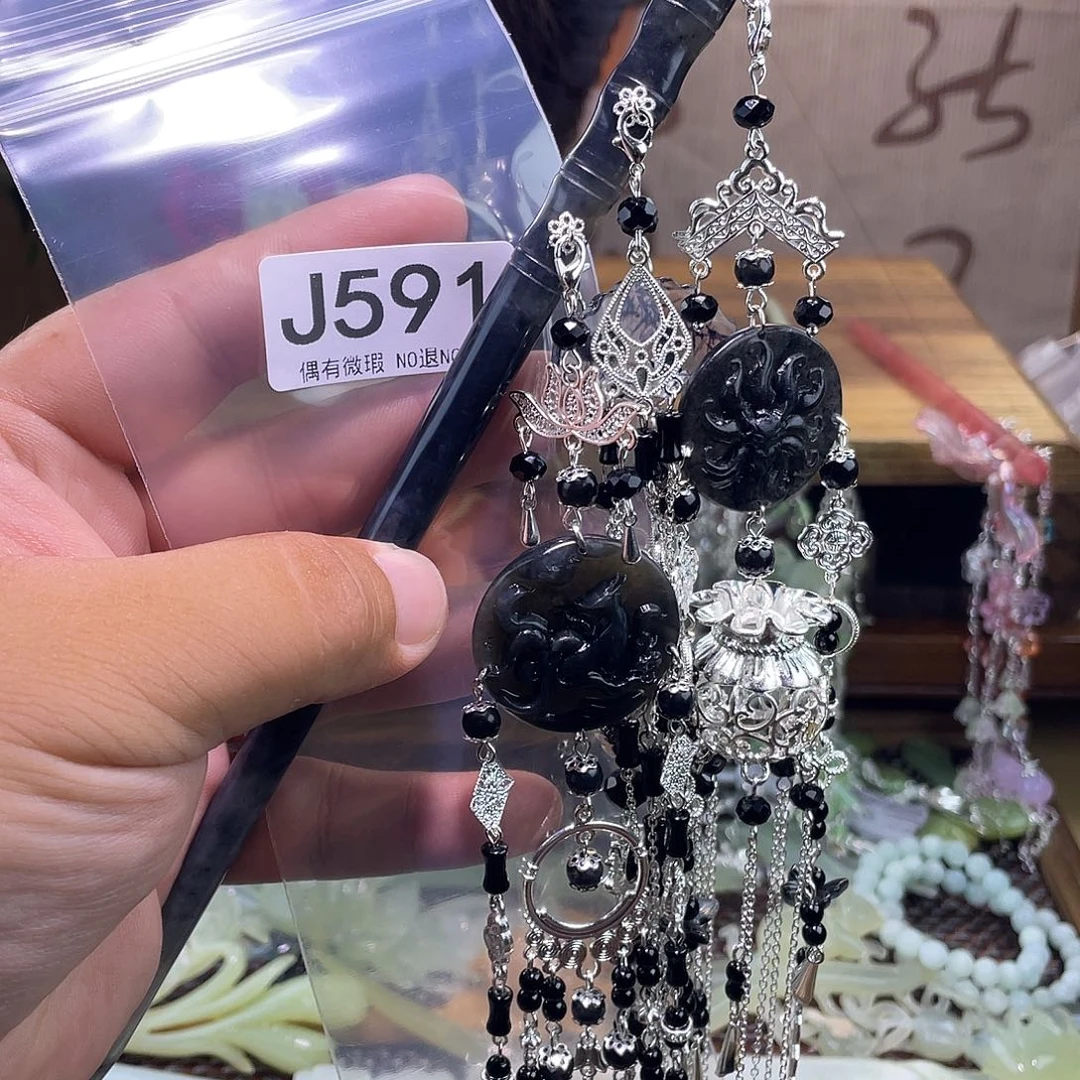 浮***凉蛇纹石玉未镶嵌发饰