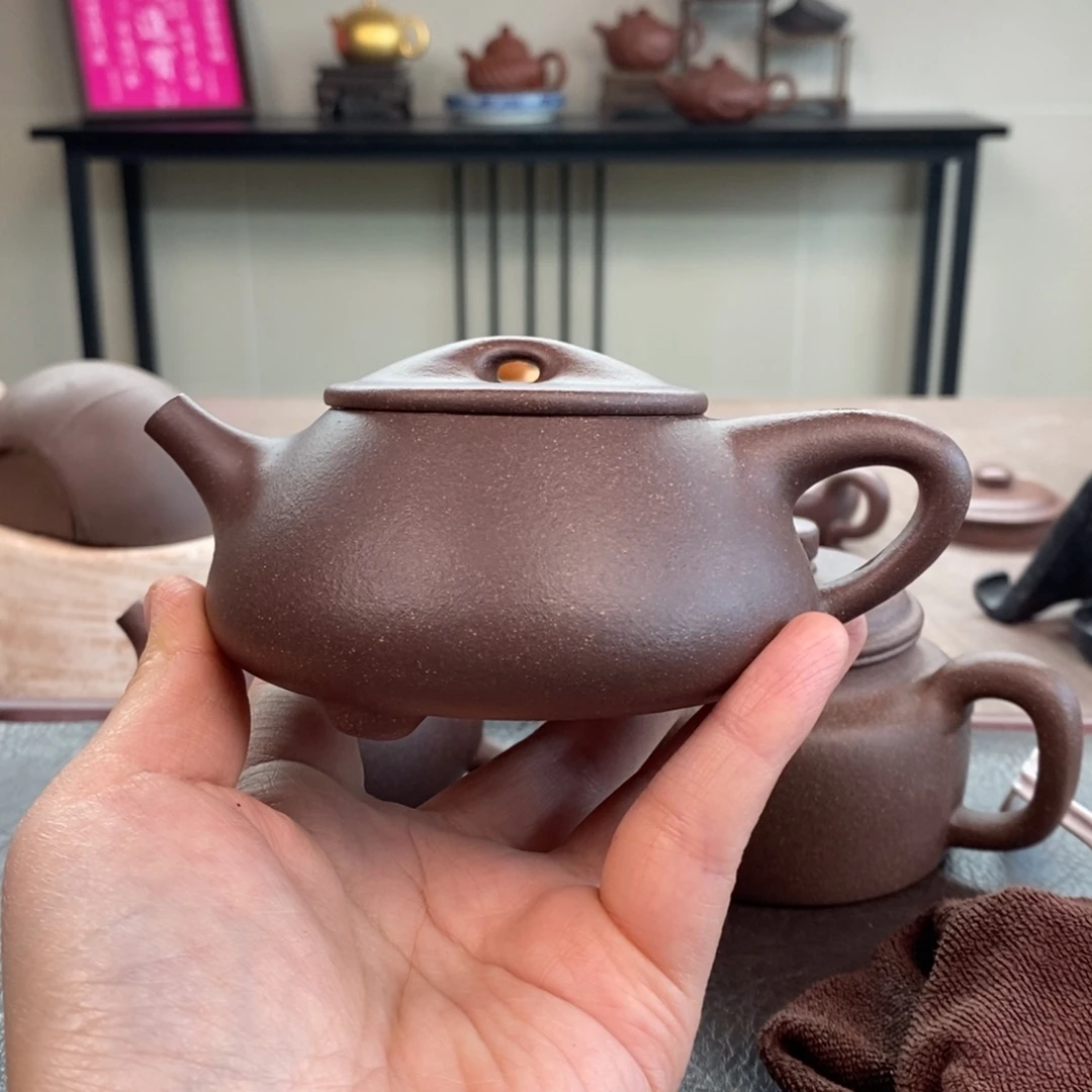 紫砂茶壶千禧紫泥景舟石瓢210cc精工半手