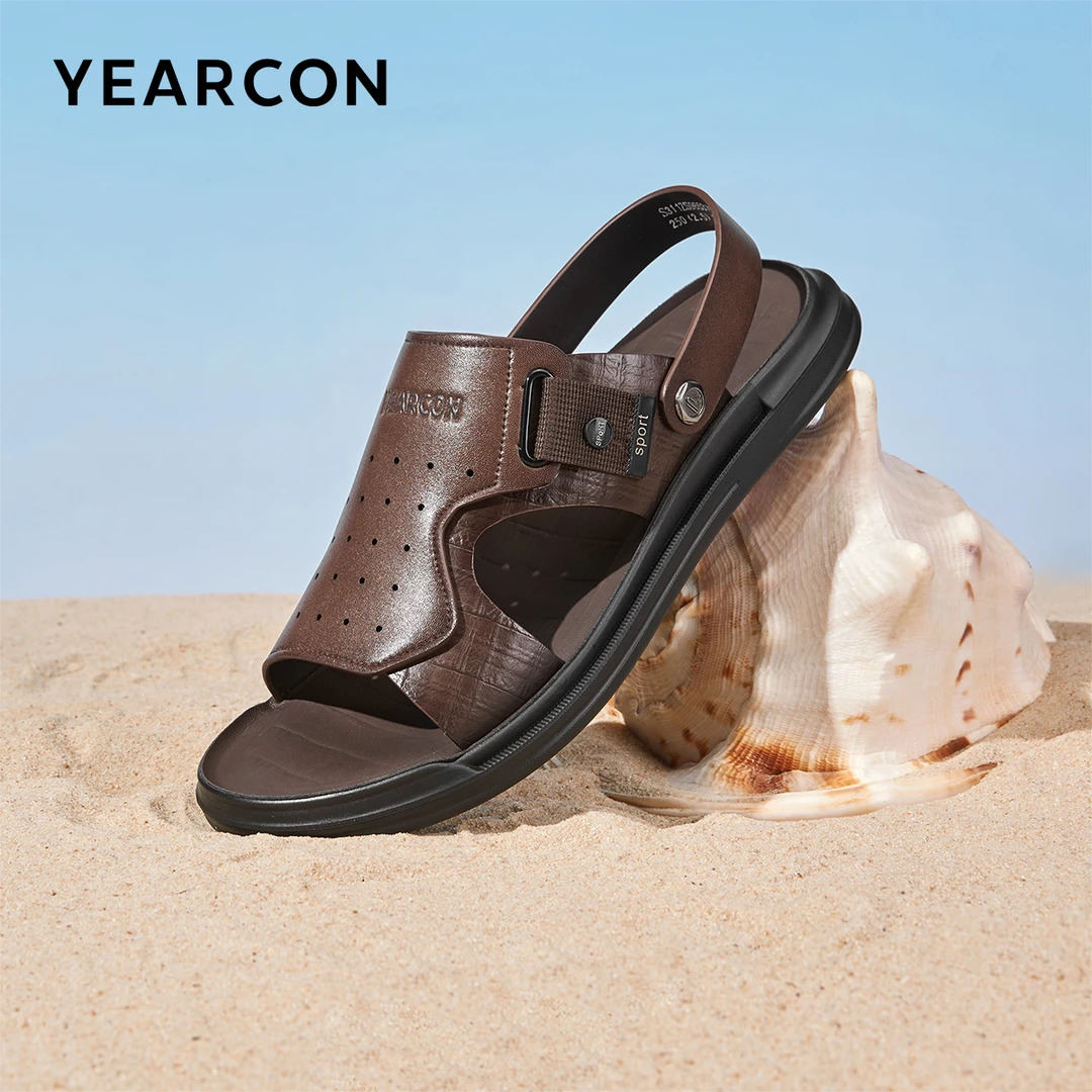 意尔康凉鞋男2025夏季新款男士休闲开车专用皮凉鞋男士沙滩鞋男