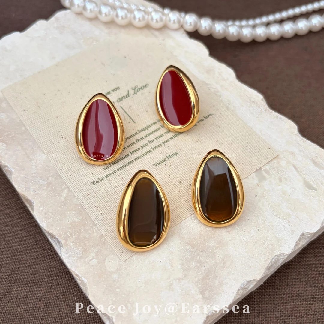 铜合金耳饰 落日曼哈顿耳钉 肯豆同款雅丹风高级感耳钉轻奢耳饰