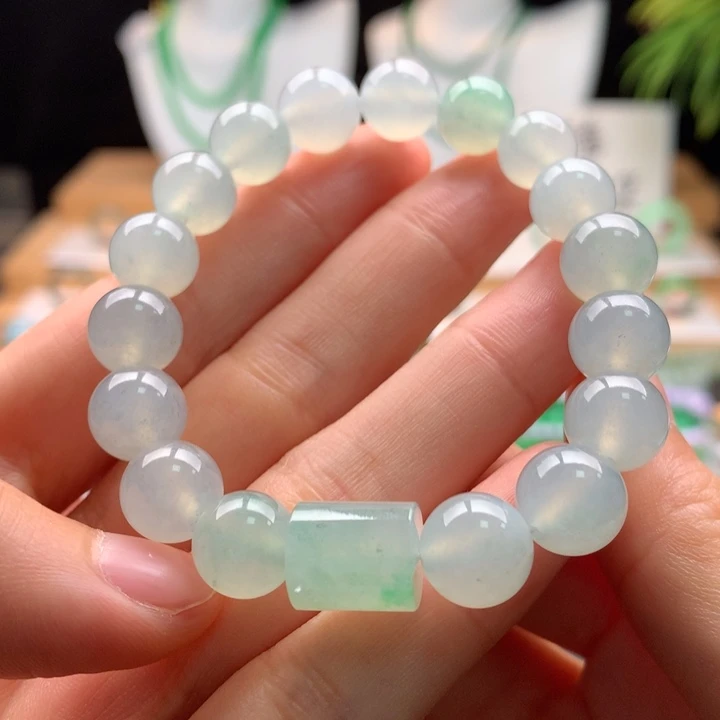 翡翠未镶嵌手串天然缅甸A货翡翠卡10mm