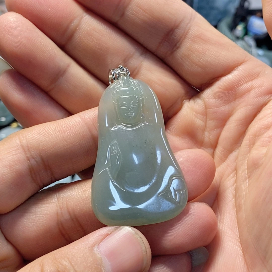 翡翠未镶嵌颈饰天然缅甸翡翠A货素衣观音