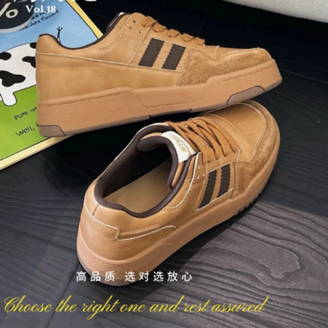 真皮厚底德训鞋女2025休闲百搭学生运动鞋爆款板鞋潮