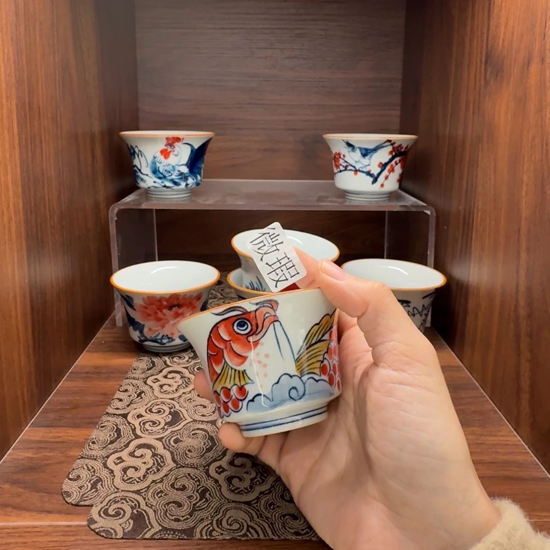 釉下手绘茶具微瑕