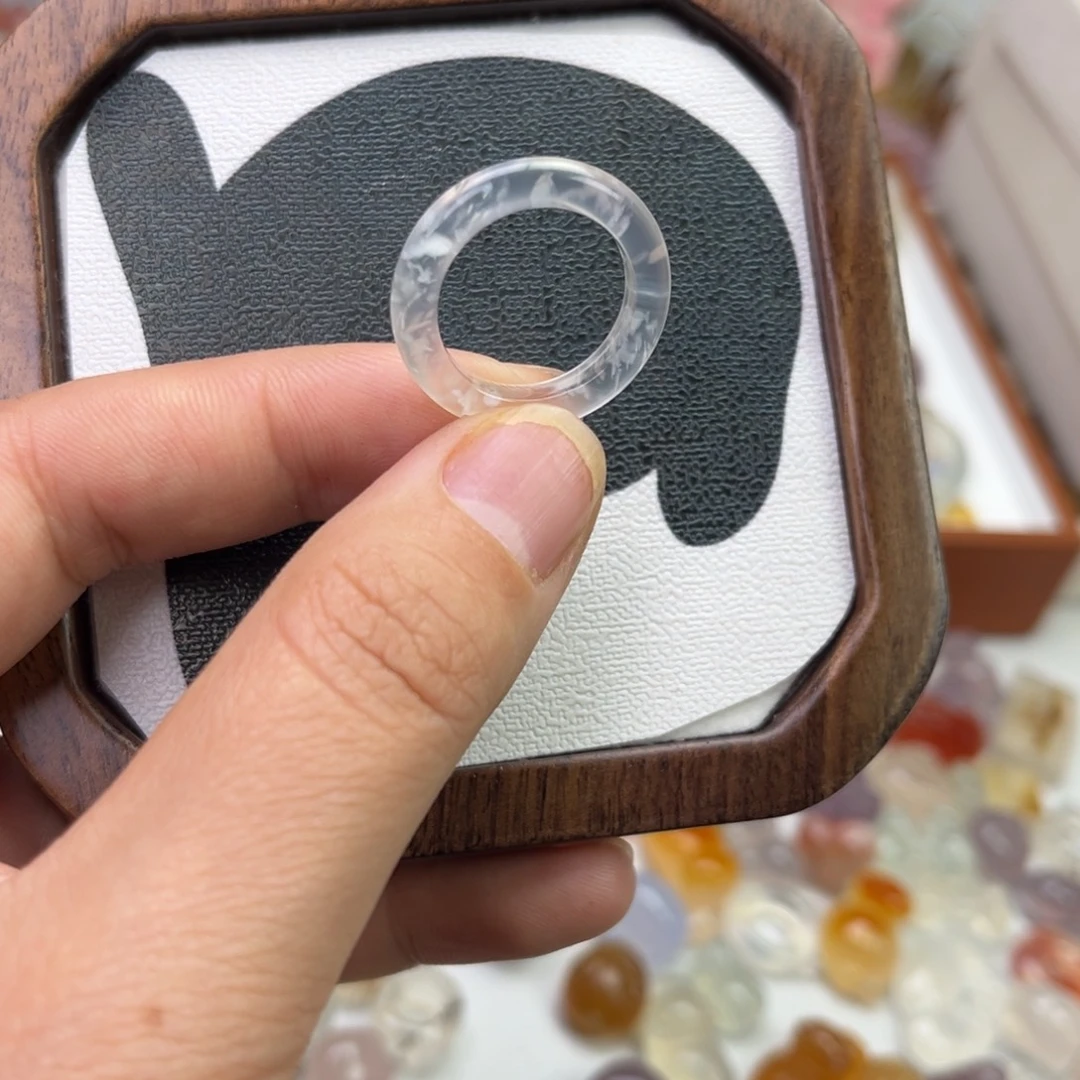 玛瑙/玉髓合金戒指白龙纹直径17.2