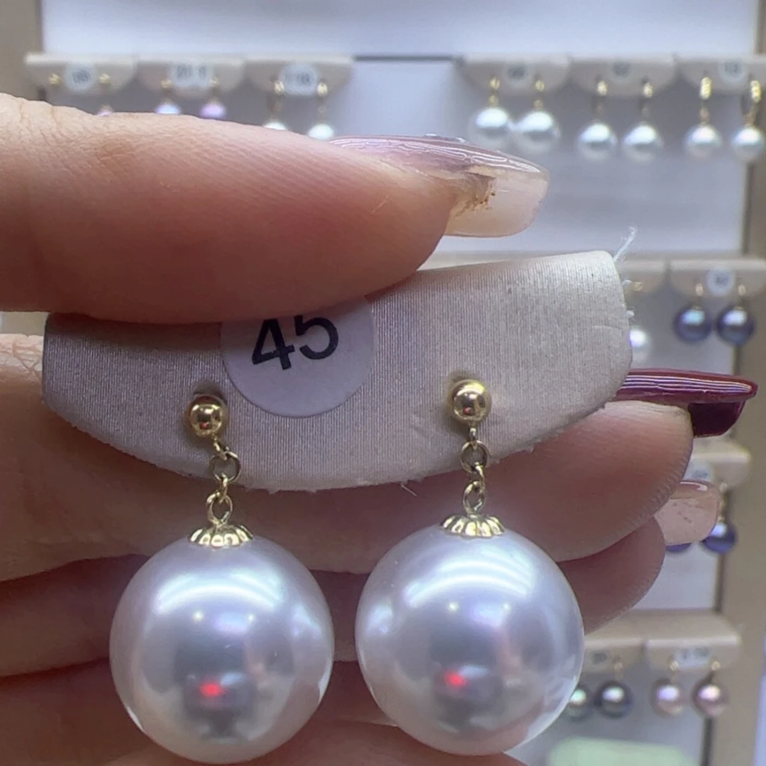 淡水珍珠耳饰18K金镶嵌