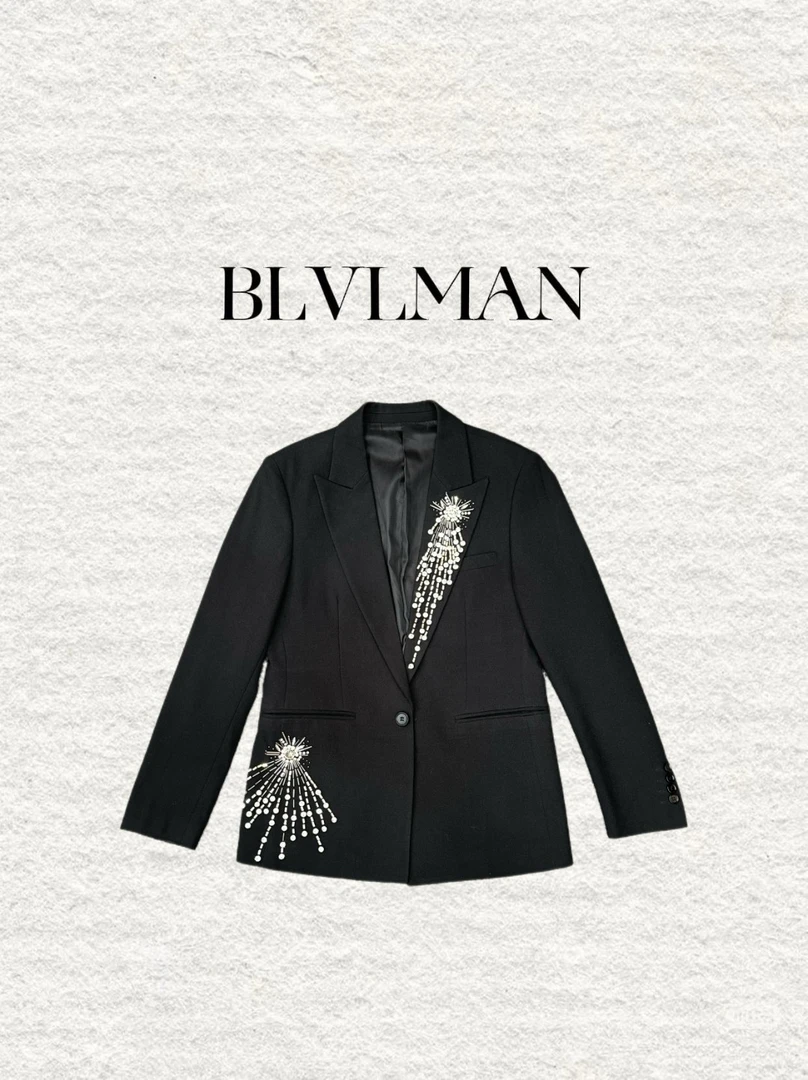 新款轻奢时尚闪钻素片秋冬西装9377