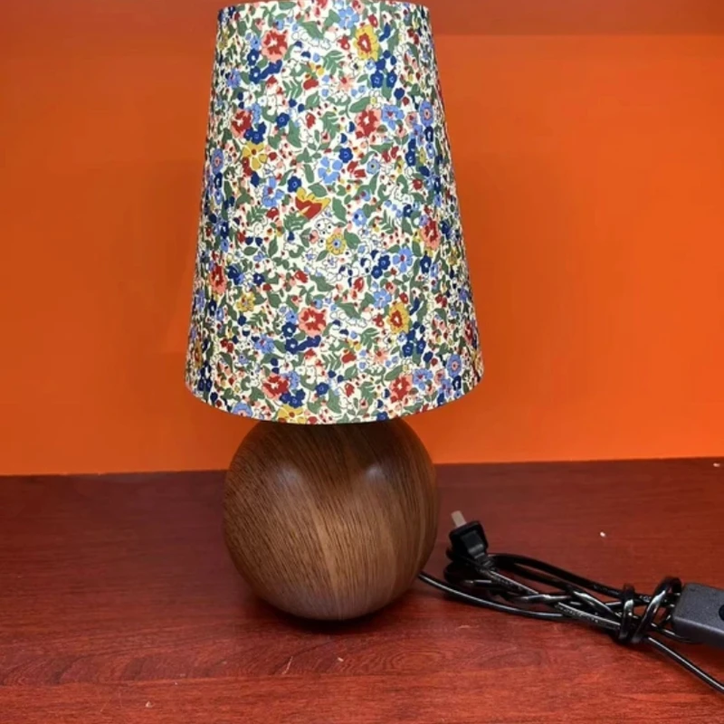 田园碎花布罩陶瓷灯书房卧室客厅床头装饰灯简约