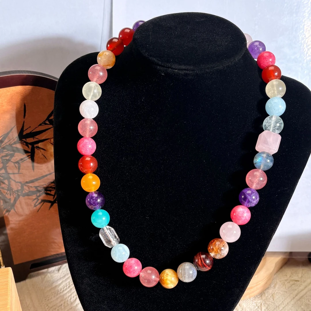 【粉水方糖】天然水晶多宝项链