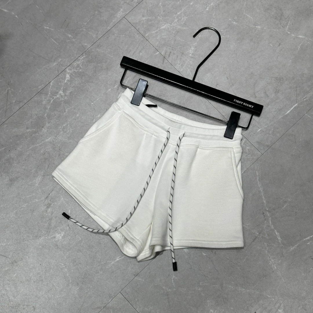 KPC 【撞色抽绳松紧腰短裤】2025夏款时尚百搭高腰显腿长热裤小个女