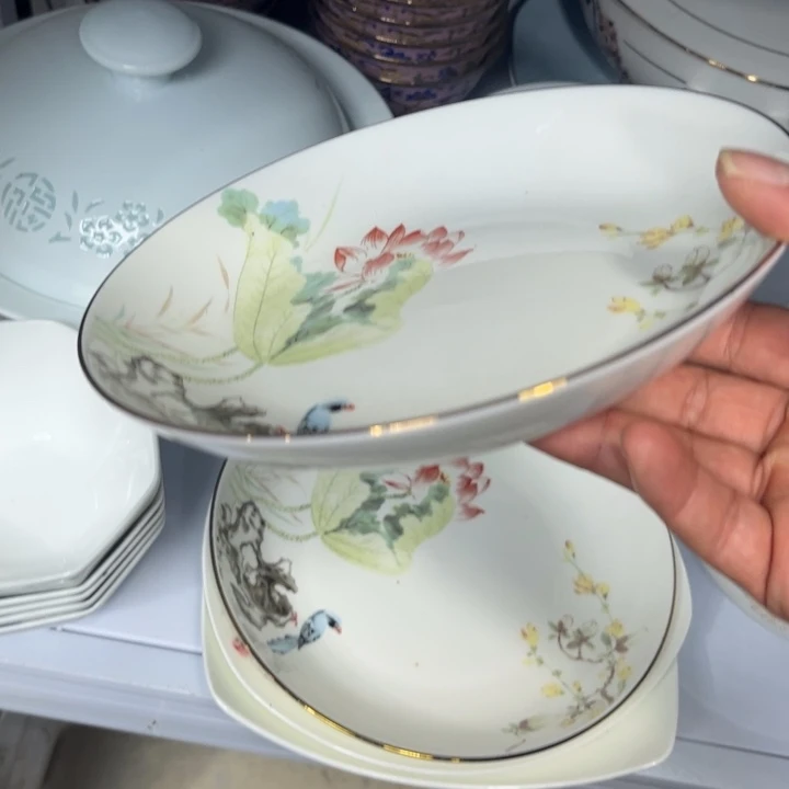 瓷片花神八寸深盘四个