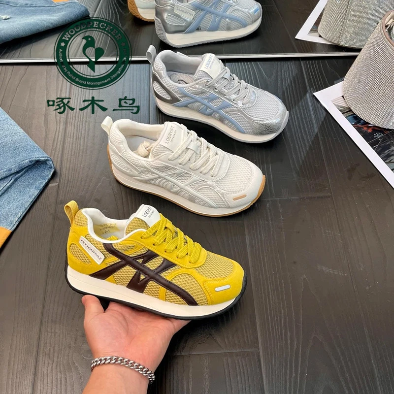 啄木鸟时尚阿甘鞋女2025年春夏新款平底百搭德训鞋网鞋女士鞋子女