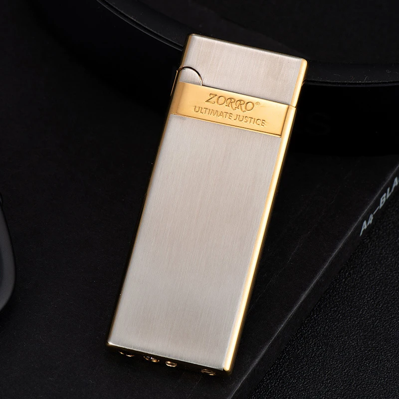 佐罗ZORRO纯铜超薄打火机便携个性充气砂轮滑轮打火机定制刻字