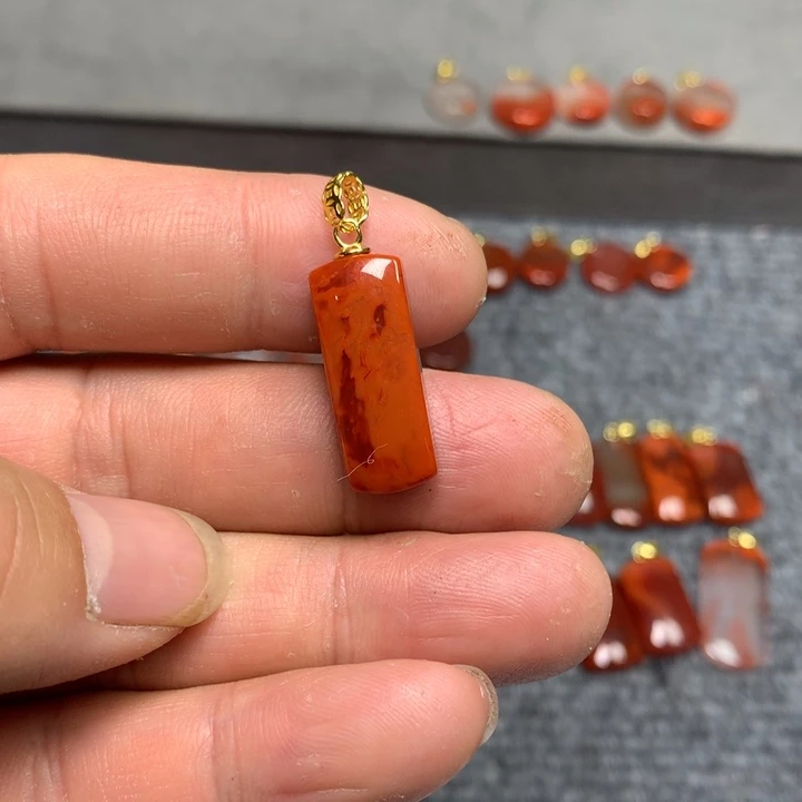 南红玛瑙吊坠(不含链)银S925镶嵌