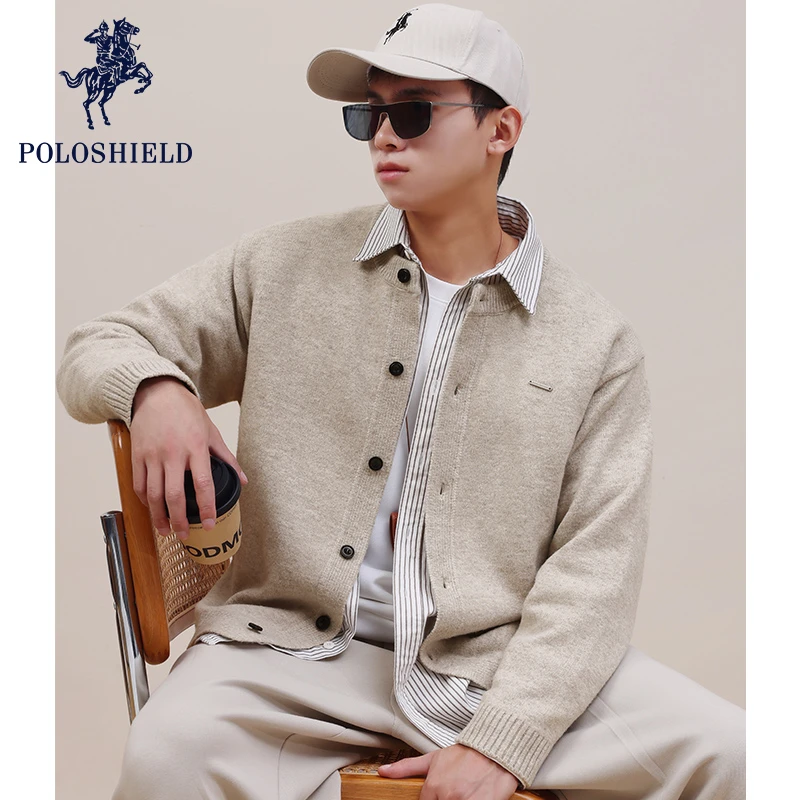 POLOSHIELD保罗希尔德男士早秋含羊毛针织开衫外套男女生情侣款