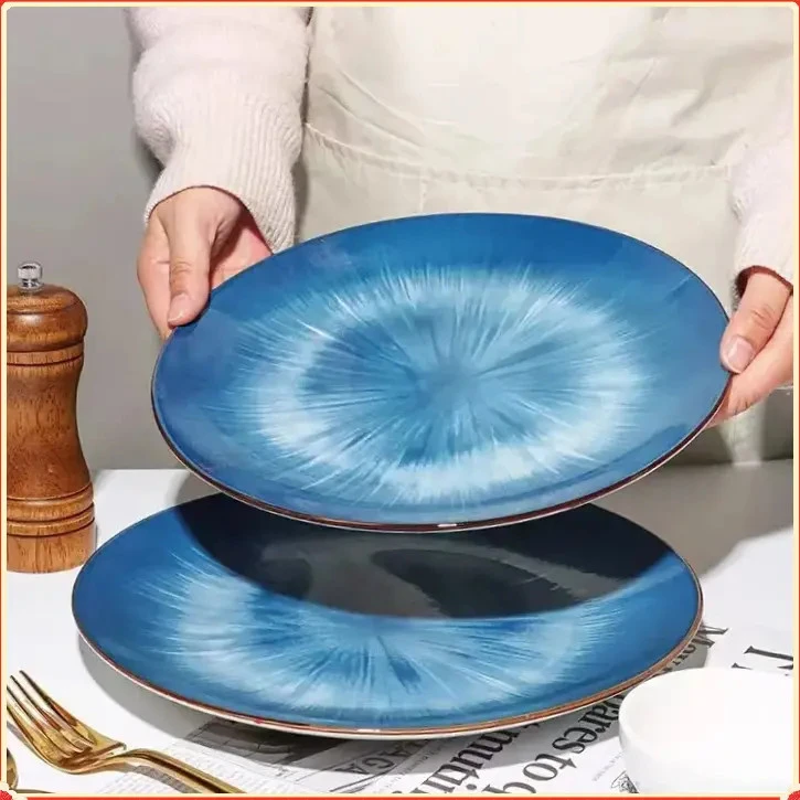 英寸高颜值渐变色西餐盘牛排盘早餐盘水果盘家用菜盘创意陶瓷餐盘