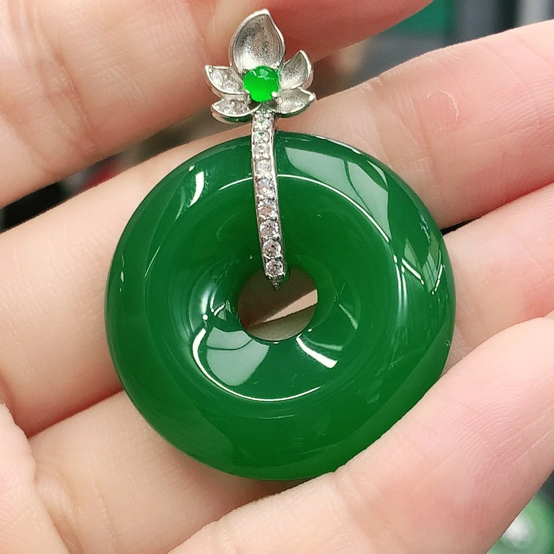 银S925镶嵌吊坠玛瑙/玉髓