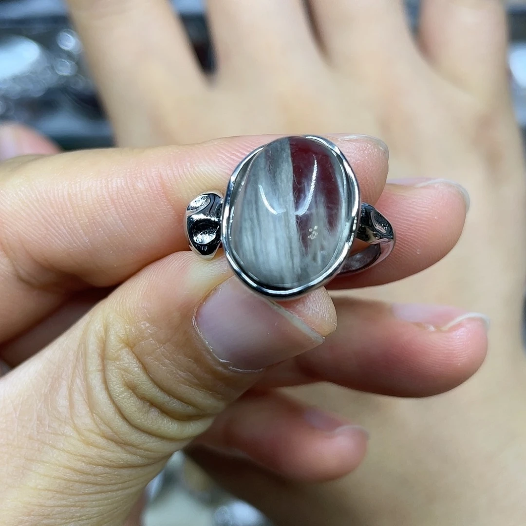 【闪购商品】银S925镶嵌珠宝半成品水晶戒指