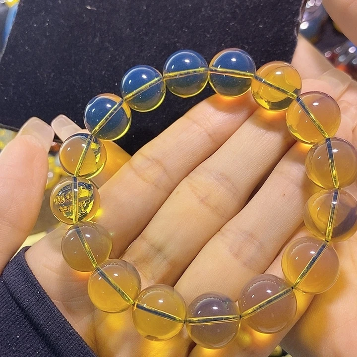 蓝珀未镶嵌珠宝奇石墨西哥蓝珀手串13