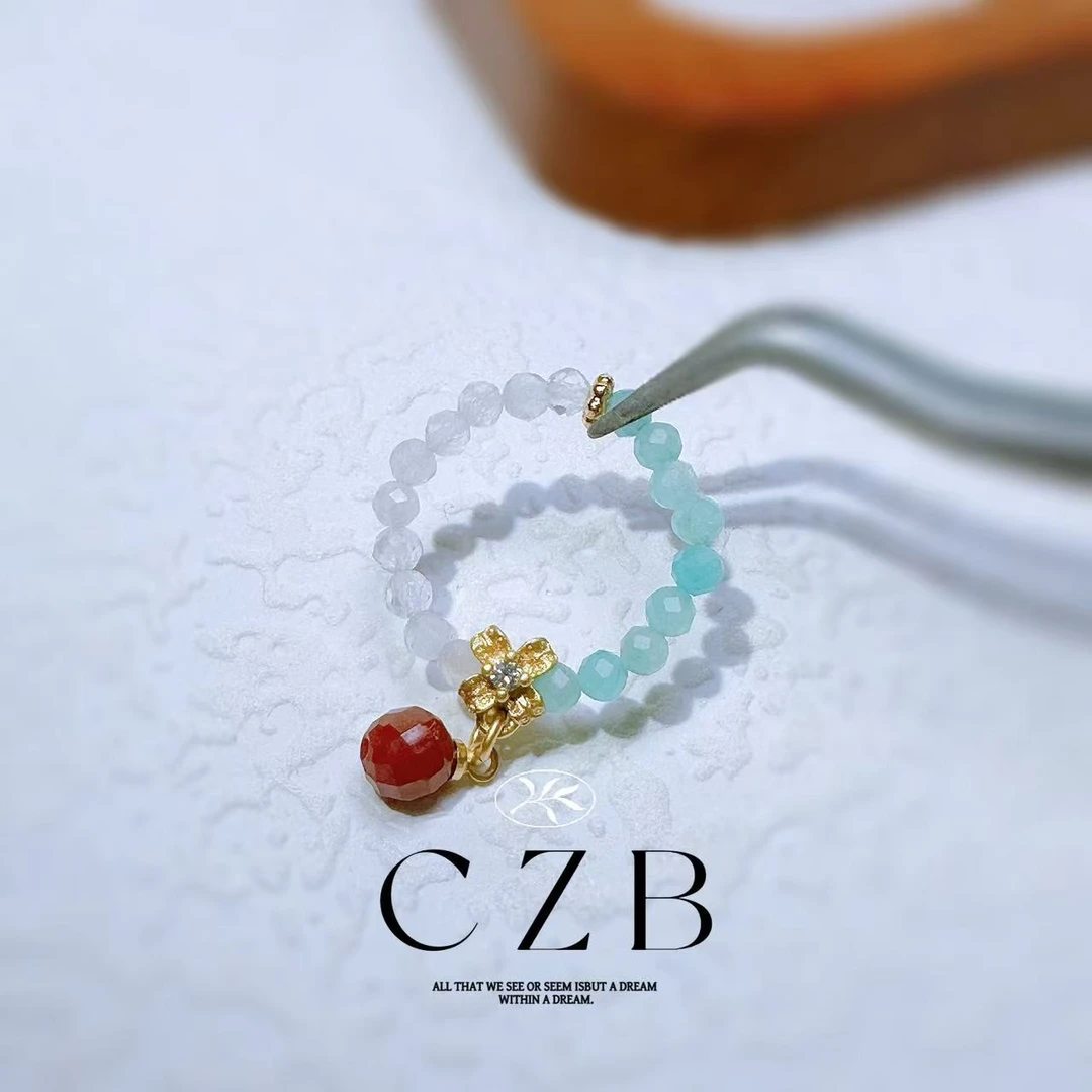 L11天然切面天河蓝月光双拼戒圈戒指