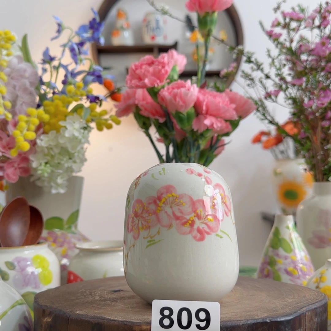 摆件景德镇陶瓷手绘小花瓶摆件无孔