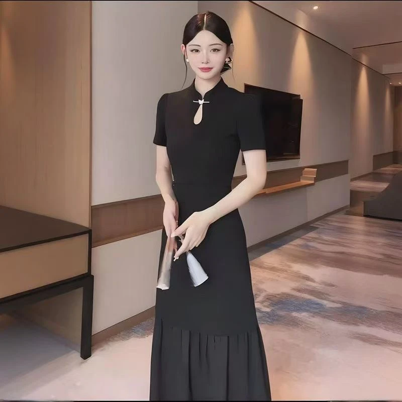 大码中式高级国风改良旗袍连衣裙2025夏季新款气质修身显瘦裙子