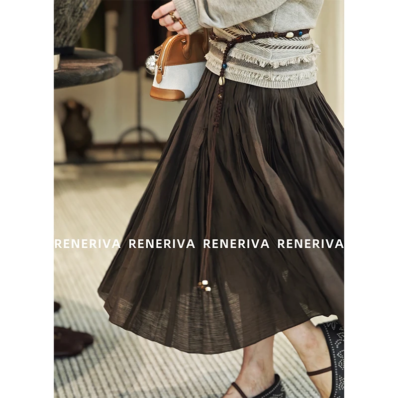 ReneRiva买手店 Riva 艺术派系高级色质感褶皱半身裙