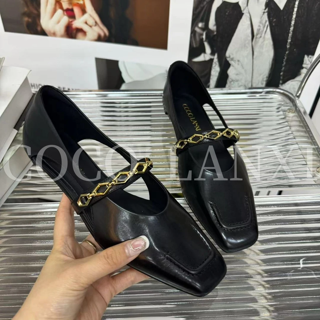 【COCO  LANXI】优雅气质真皮复古英伦风软底中跟法式单鞋25DX309LX