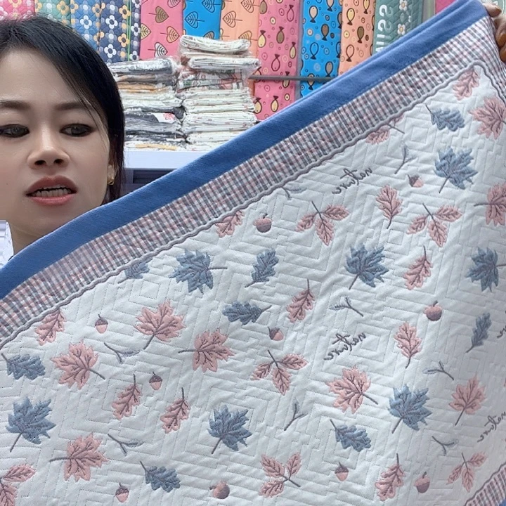 棉蓝色小枫叶纯棉