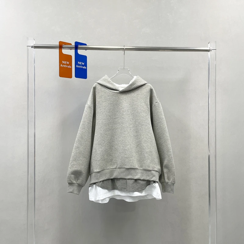 设计感假两件连帽拼接卫衣女春新款韩版宽松大码高品质上衣73163