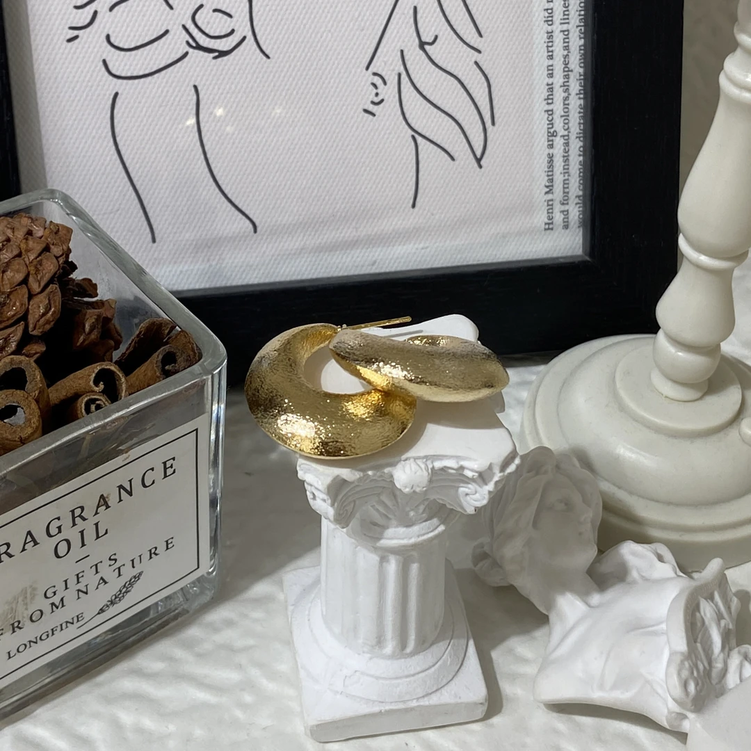 钛钢耳饰 LARVINA复古小众金色耳环