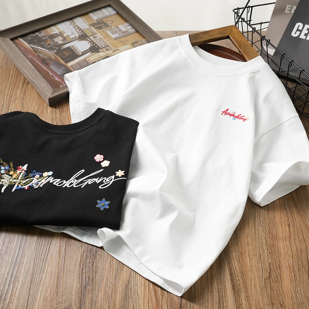 夏日花开字母刺绣时尚短袖T恤男童儿童休闲风上衣中大童25XS55