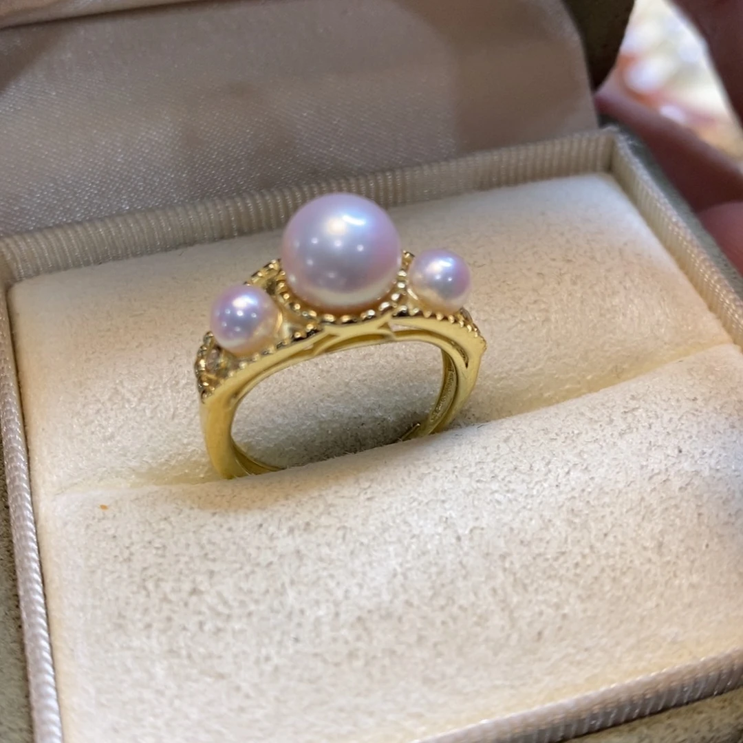 淡水珍珠戒指银S925镀金镶嵌