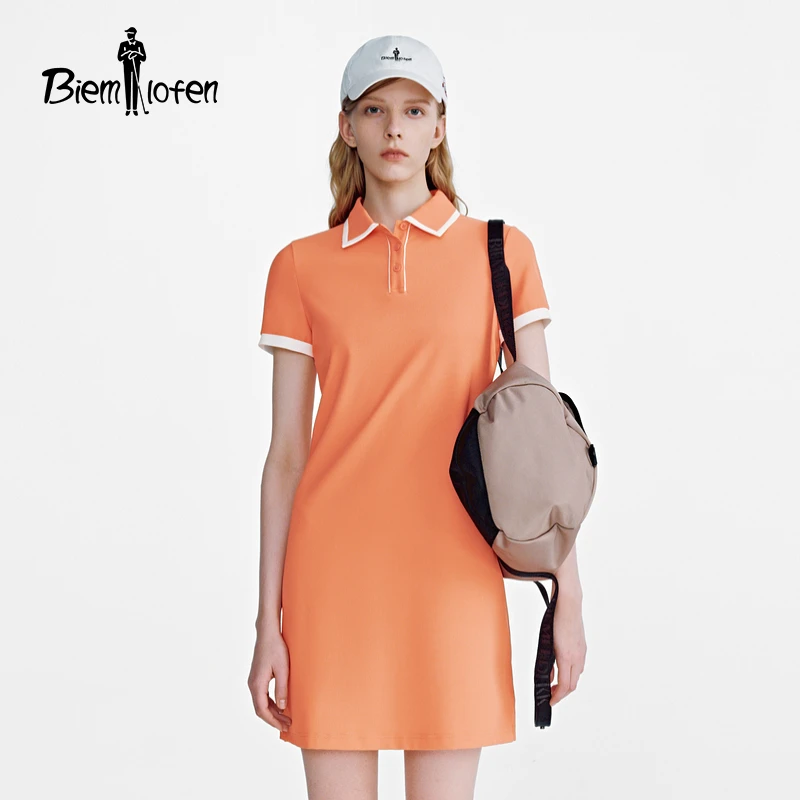【冷感科技面料】比音勒芬2025夏季新款裙子简约基础polo领连衣裙