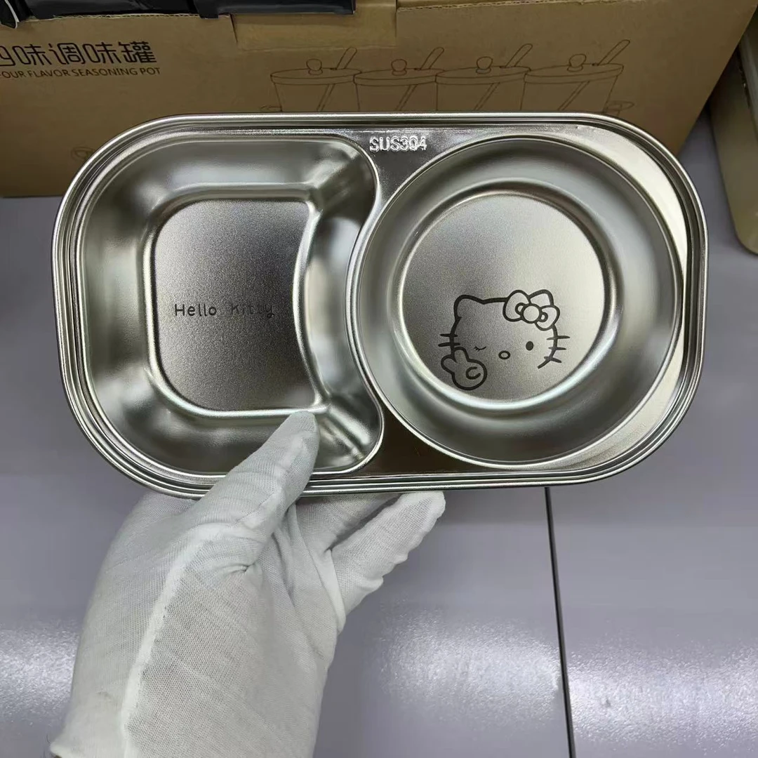 304不锈钢儿童餐盘家用吃饭分隔菜盘宝宝辅食盘婴儿餐具猫咪餐盘