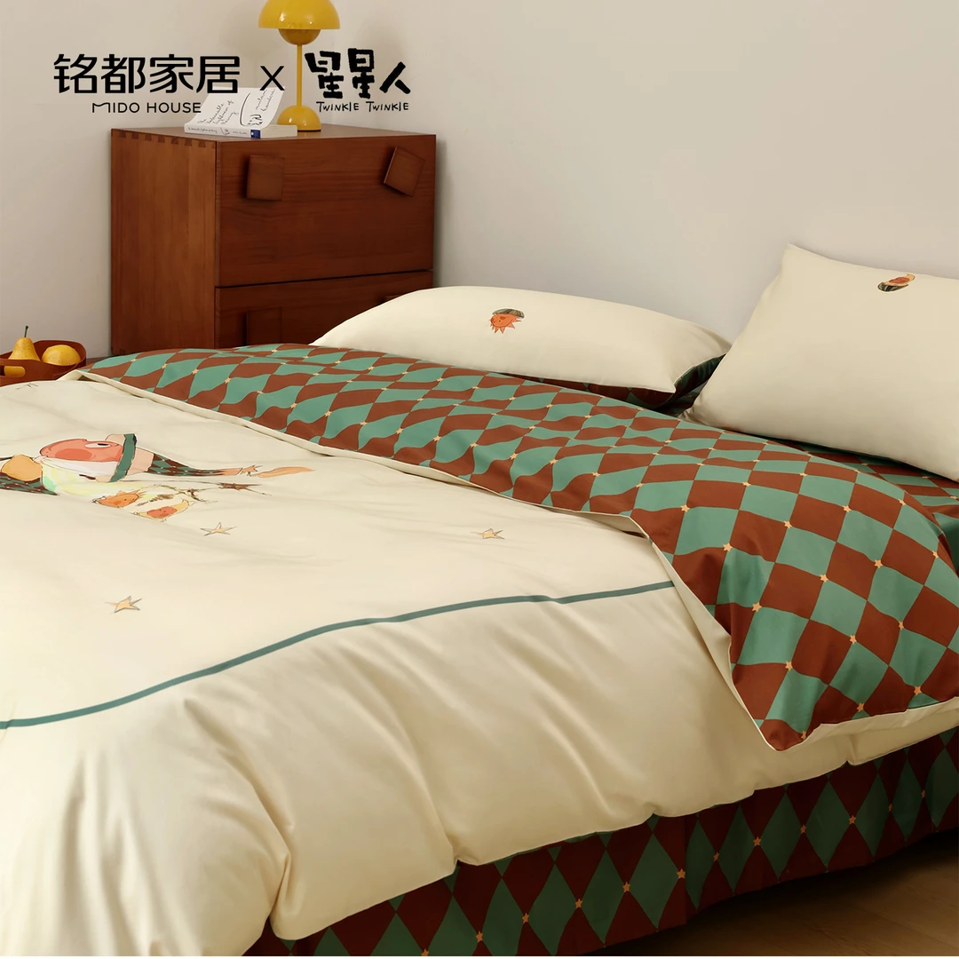 MIDOHOUSEA类60sPro 星星人联名款纯棉床品四件套套件