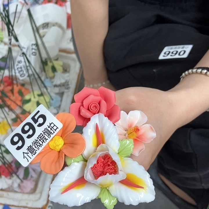 摆件手工制作陶瓷花