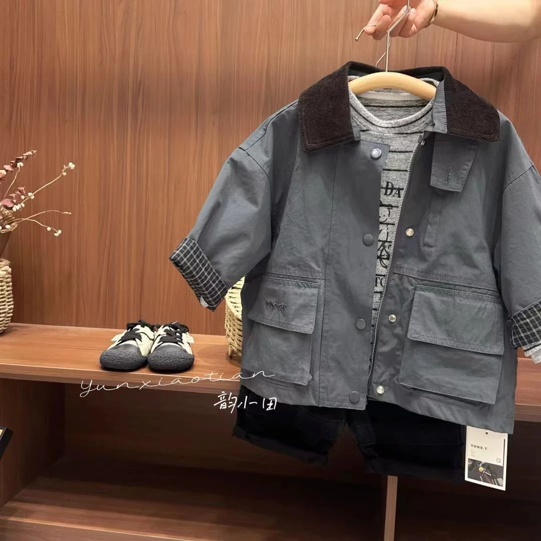 休闲风春秋休闲时尚B类195865C类翻领外套风衣