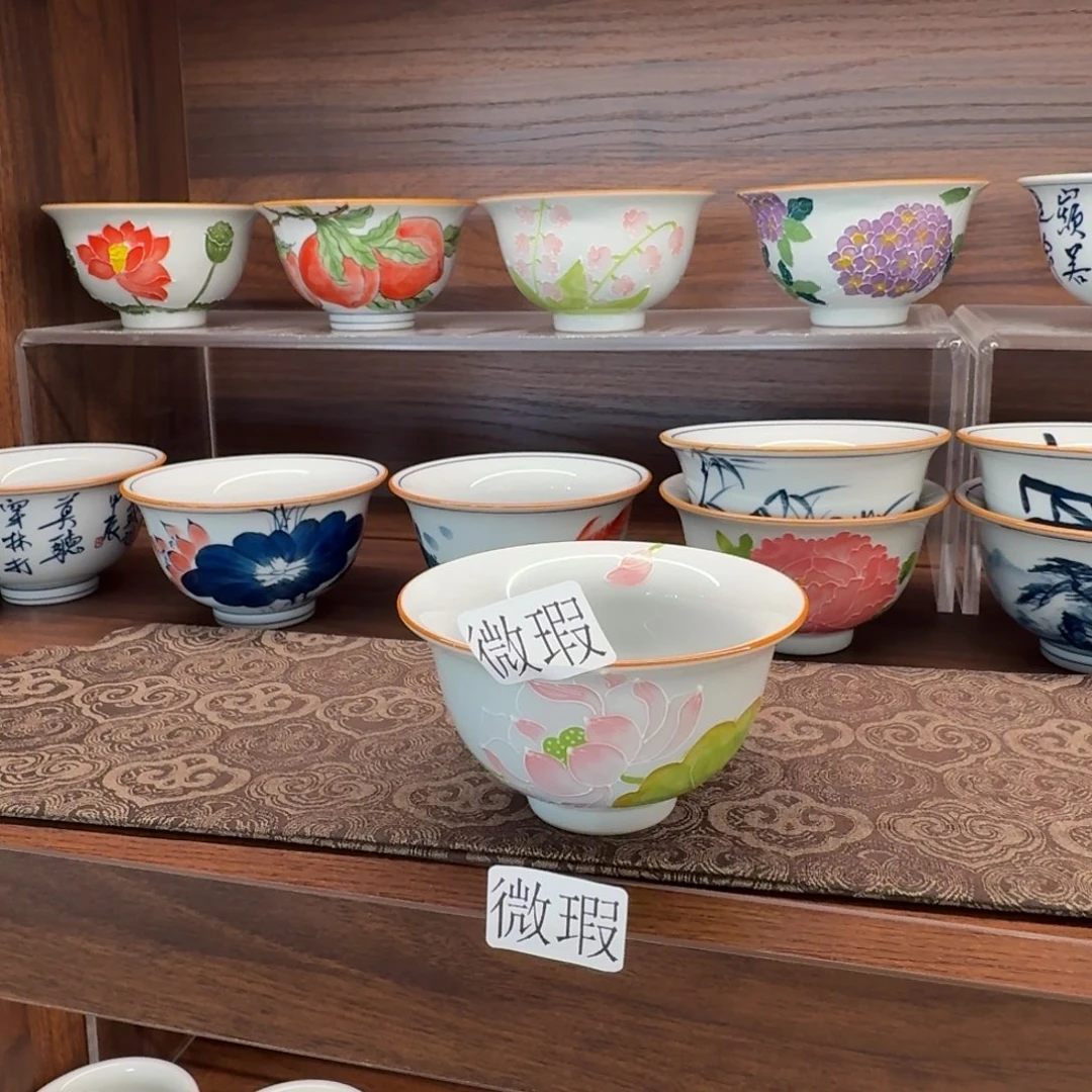釉下手绘茶具微瑕