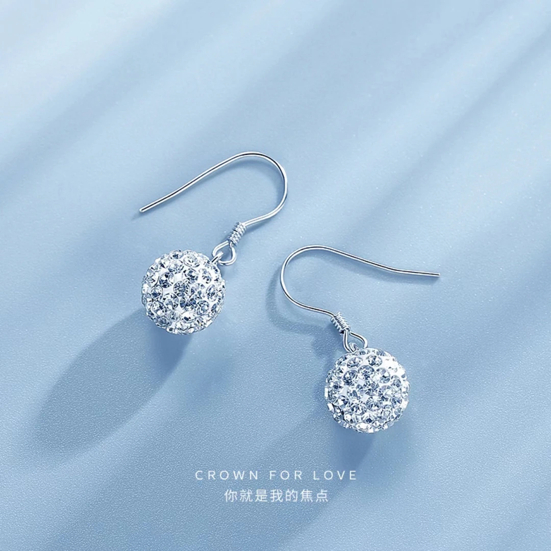 合金耳饰 s925耳坠2025年新款潮高级感锆圆球耳环女日韩简约耳饰