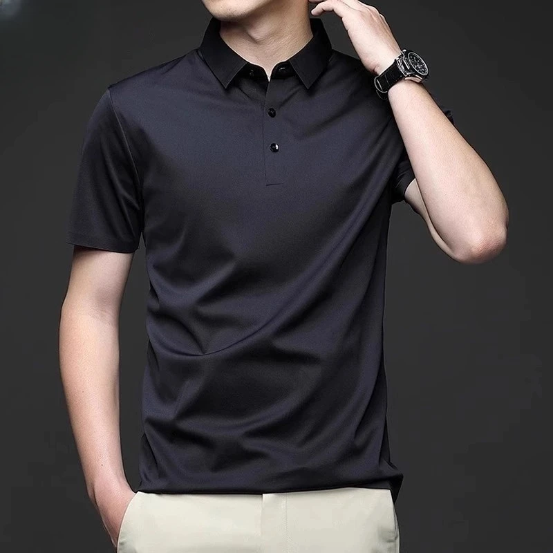 无痕冰丝短袖polo衫t恤男士夏季薄款舒适休闲商务翻领百搭体恤衫