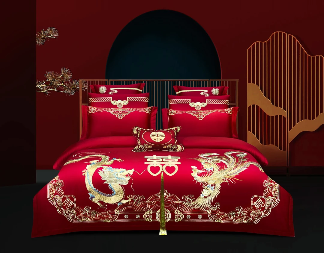 【龙凤双喜】高端刺绣结婚婚庆绣花喜庆龙凤婚被中式