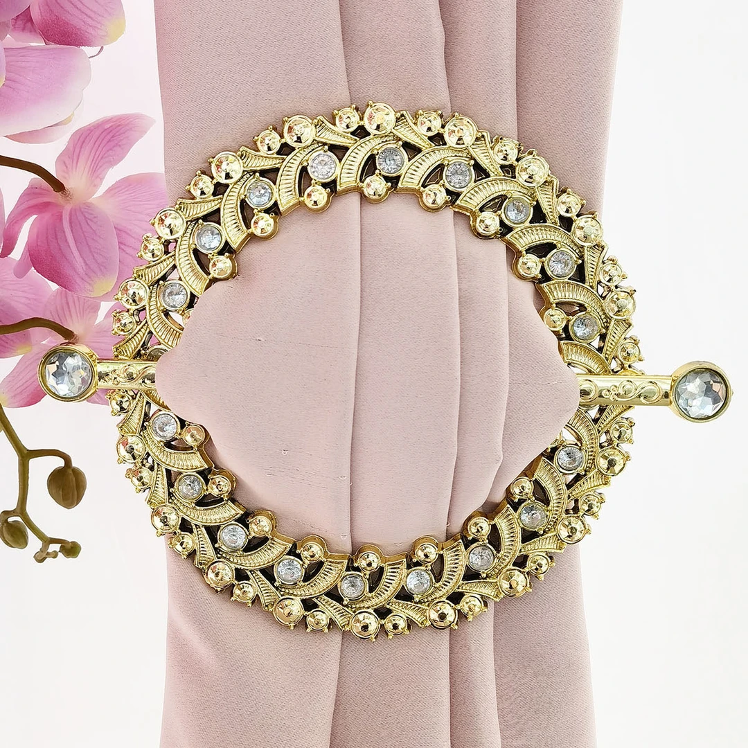 镀金塑料窗帘配件窗帘插圈窗帘扣免打孔镶钻圆形金色窗帘百搭装饰