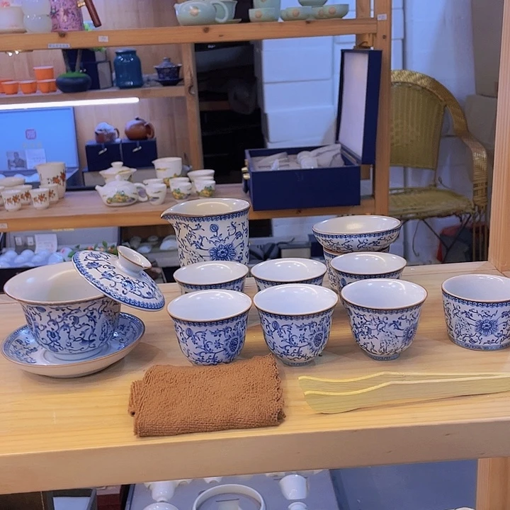 缠枝莲汝瓷套装tz