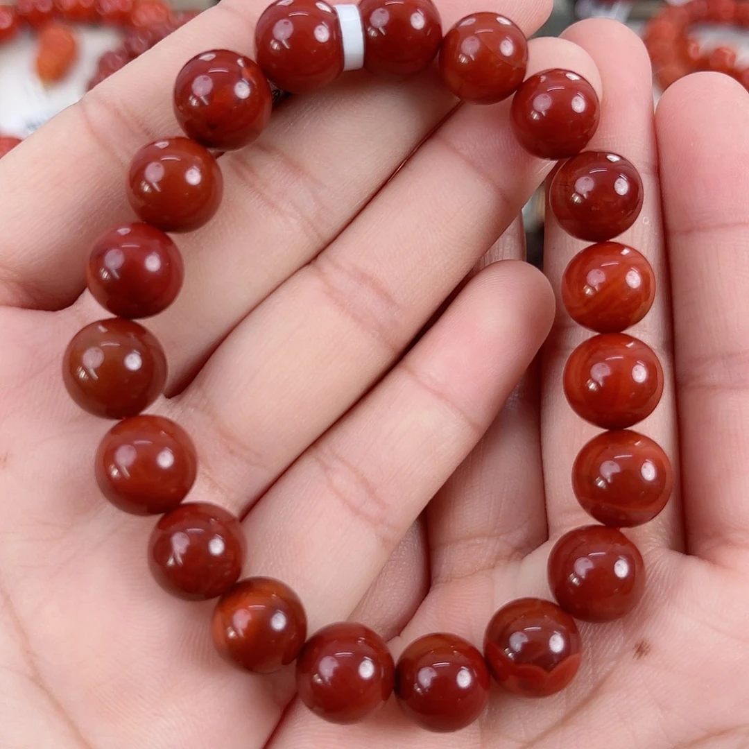 南红玛瑙未镶嵌瓦西牛血锦红满肉单圈10mm