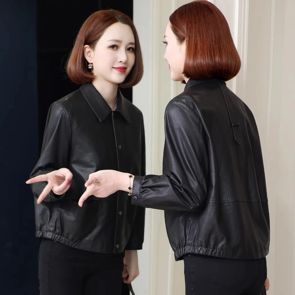 真皮皮衣女2025春秋新款海宁小个子韩版休闲纯绵羊皮夹克短款外套